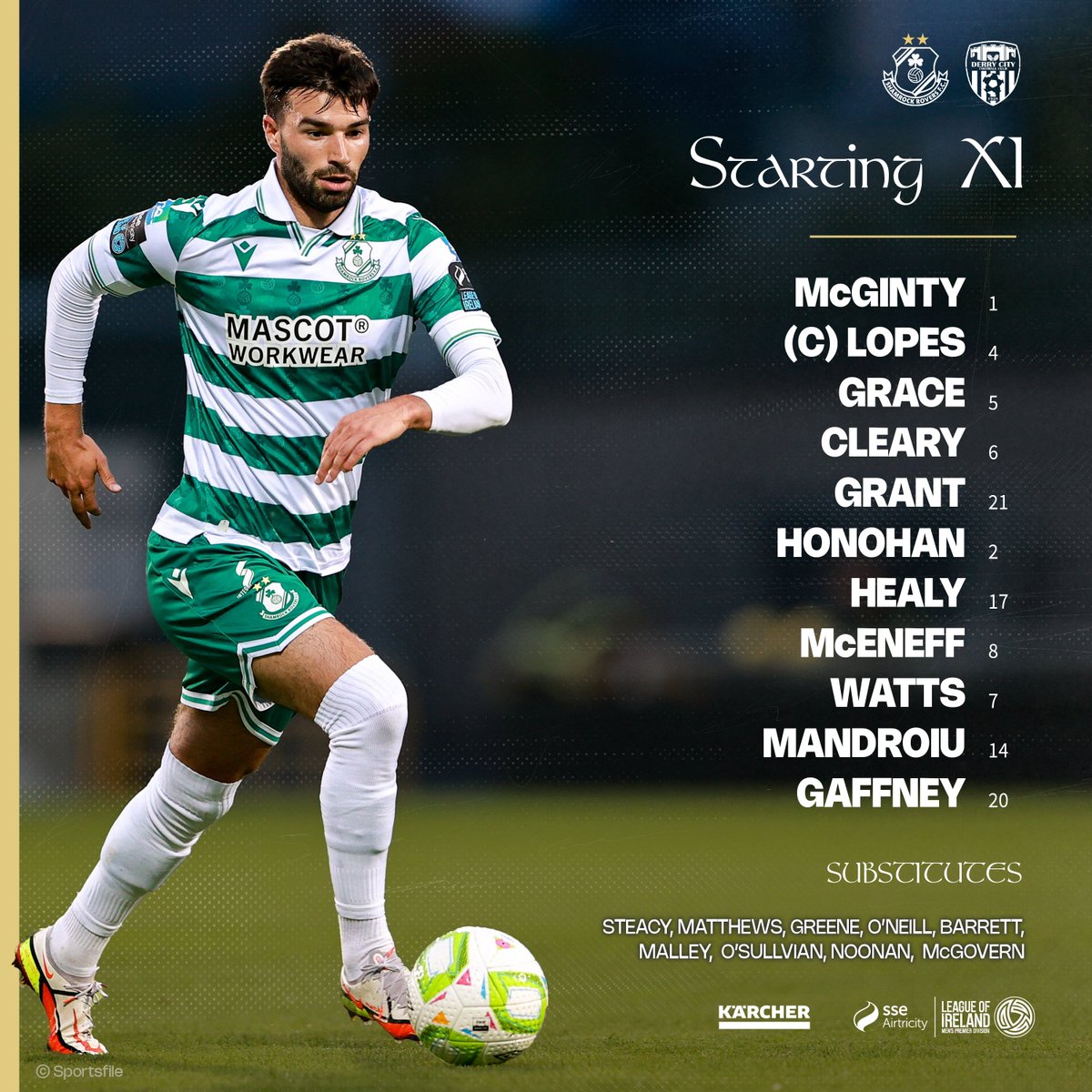 🟢 𝗧𝗘𝗔𝗠 𝗡𝗘𝗪𝗦 🟢

Your Hoops XI to line out in Tallaght this evening 👊☘️