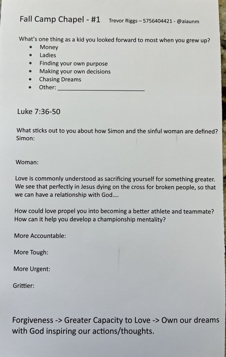 Humbled to be with lobo football this morning preaching thru Luke 7:36-50. <a href="/Coach_Eck/">Jason Eck</a>, appreciate the opportunity.