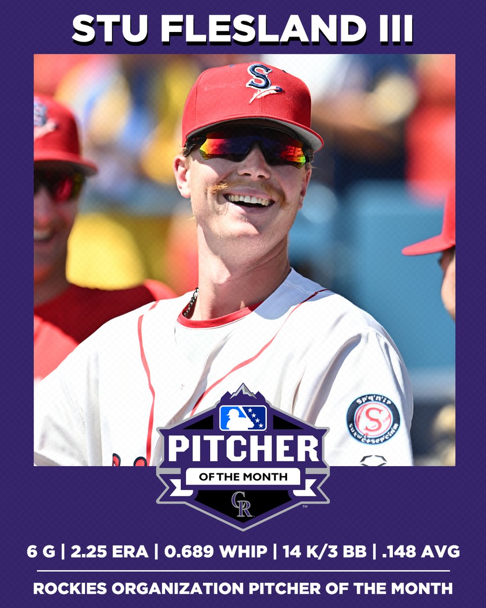 Some more accolades for the hometown kid. Congrats to Stu Flesland III on being named Rockies Organization Pitcher of the Month for July! #GoSpo