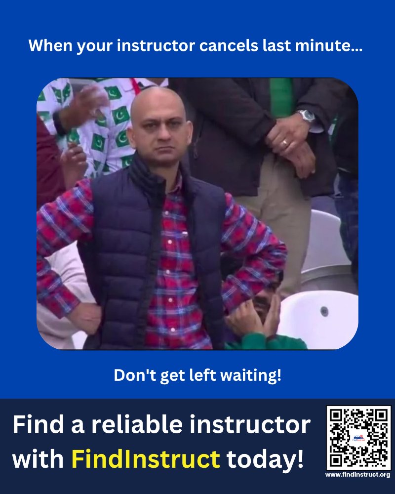 Findinstruct's tweet image. When your instructor cancels last minute... 😤
Don’t get caught off guard.
Find a reliable, verified instructor fast with FindInstruct – scan the code or visit findinstruct.org!
#UKDriving #DrivingTest #InstructorProblems #DVSA