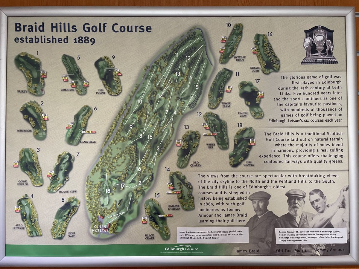 One of the great things about golfing in Edinburgh is the golf history. Today I learned about Braid Hills. Dating from 1889, this public course was made as the game became more popular. It is a rollercoaster ride high above the city streets, and worth playing for the views alone!