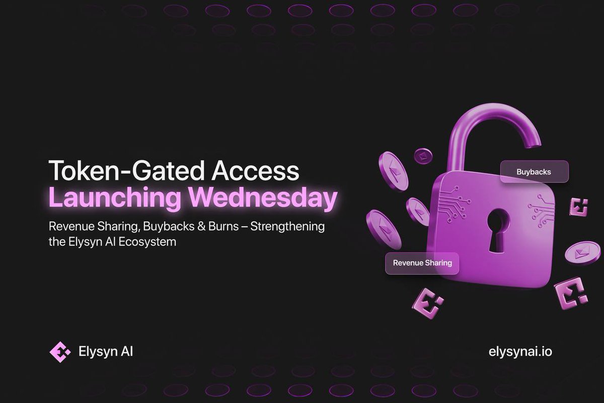 Elysyn Ai (@elysynaieth) on Twitter photo 🔐Token-Gated Access Launching Wednesday – With Revenue Sharing
We’re rolling out token-gated access for the Elysyn AI bot this Wednesday and here’s how the updated revenue model works:
💳 Access Pricing:
• $100 in ETH (standard)
• OR $70 worth of $ELYSYN (30% discount for 🔐Token-Gated Access Launching Wednesday – With Revenue Sharing
We’re rolling out token-gated access for the Elysyn AI bot this Wednesday and here’s how the updated revenue model works:
💳 Access Pricing:
• $100 in ETH (standard)
• OR $70 worth of $ELYSYN (30% discount for