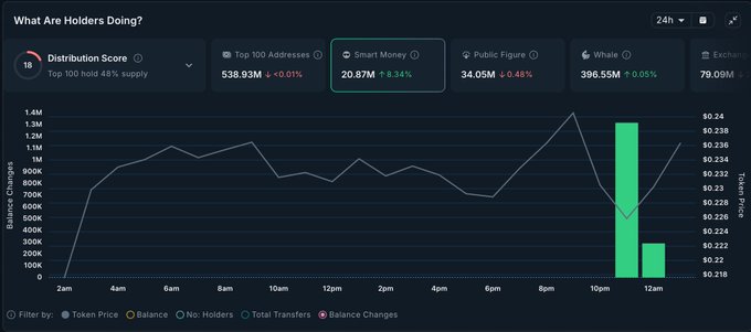 Nansen AI仪表盘显示Useless Coin持有者活动