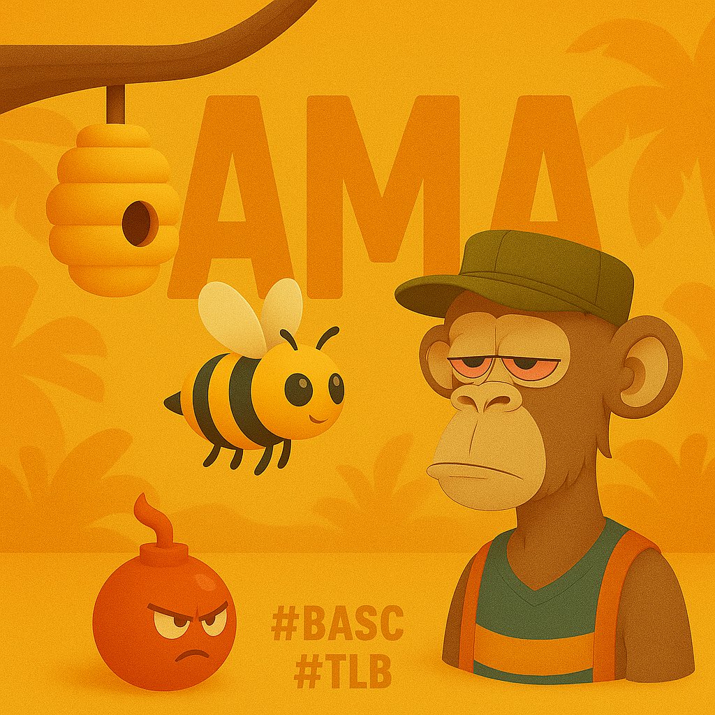 🎤 AMA INCOMING
🐒 #BASC x #TLB 🐝 
🤩 Imagine a hive deep in the jungle…

🗓️ This Tuesday at 07:00pm UTC+2, 
🤯 The Life Bomb meets the Bored Ape Solana Club for an explosive conversation.

💣 Move-to-Earn, Web3, tokenomics &amp; more.
🚀 Be there for the fusion of worlds.
#Web3