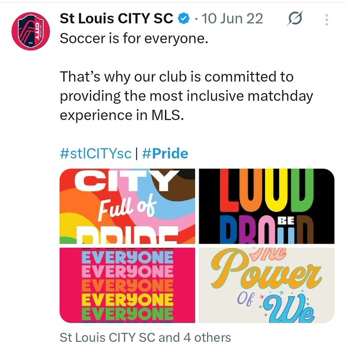 Kingjames8289's tweet photo. @stlCITYsc @Purina #SoccerIsForEveryone except for supporters of our United States President?
You can support the LGBTQ, you can support anything and everything, but you dare wear a Red Hat with America on it, and you are escorted out of the building. https://t.co/VpwqnI38jk