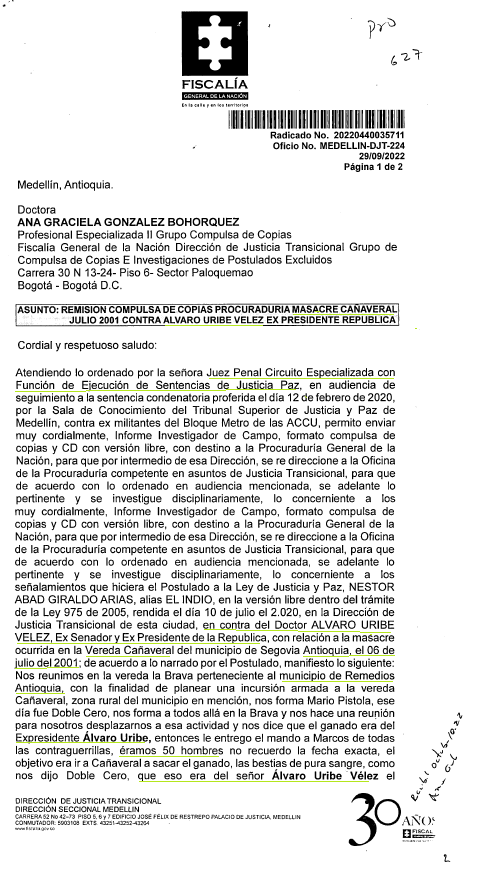JuanPoe's tweet photo. No hay manera de ocultar la condena contra Álvaro Uribe, ni las investigaciones por homicidio y concierto para delinquir en la Fiscalía por las masacres del Aro, la Granja, San Roque y Cañaveral. Son delitos de lesa humanidad y no prescriben. No son chats, son pruebas oficiales. https://t.co/Wju9nUTxPc
