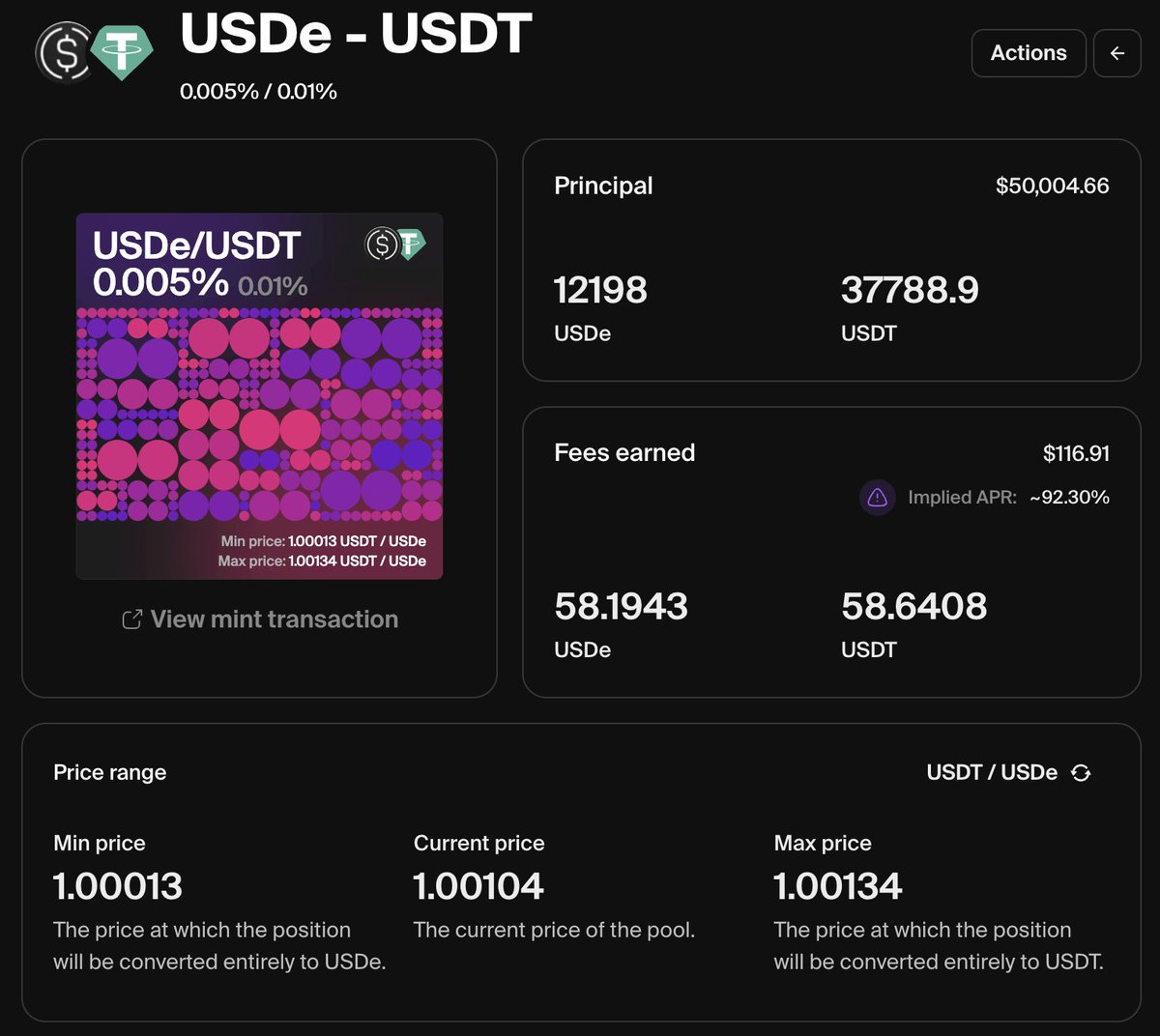 Ekubo (@ekuboprotocol) on Twitter photo Liquidity providers on Ekubo are raking in a staggering 92% APR from the <a href="/ethena_labs/">Ethena Labs</a> USDe-USDT pool.
An APR of nearly 100% on a stable pair surely has to be one of the most lucrative plays in DeFi right now! Liquidity providers on Ekubo are raking in a staggering 92% APR from the <a href="/ethena_labs/">Ethena Labs</a> USDe-USDT pool.
An APR of nearly 100% on a stable pair surely has to be one of the most lucrative plays in DeFi right now!