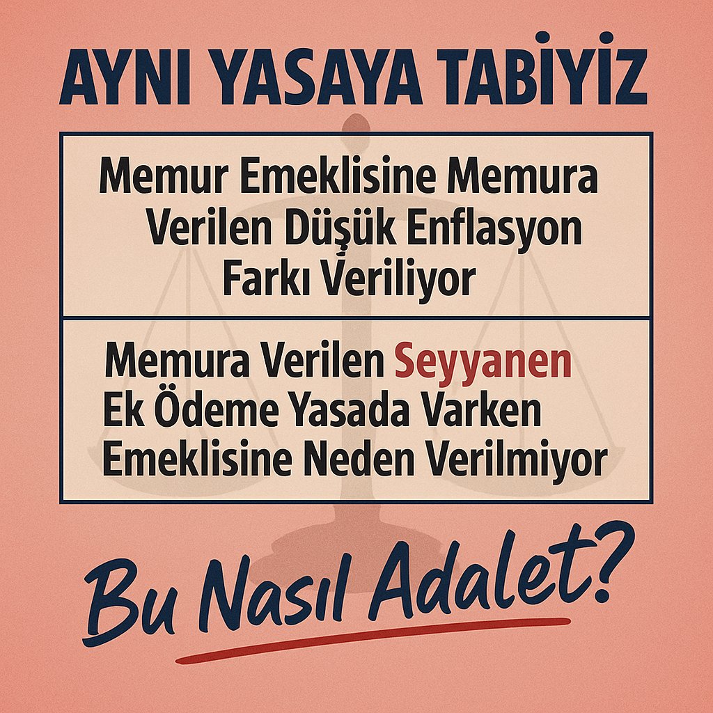 Bu nasıl uygulama? Adalet nerde ? Verilmiş hak 65 yıl uygulanmış neden bir KHK ile kanunlar deliniyor? Neden memur emeklisi mağdur ediliyor? Bekliyoruz sandık gelecek !