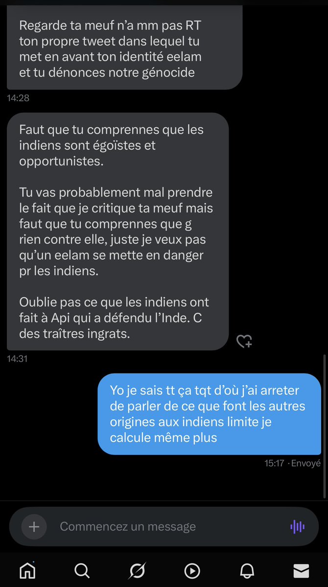 Sky🇫🇷 (@skybloodysweet) on Twitter photo Ptdrrr donc c’est ce que fait ce fils de pvte de .<a href="/Agathyan____/">New அகத்தியன் 🇫🇷🐅ૐ</a> quand on va pas dans son sens ? La haine qu’il a envers les indiens mdrrr j’ai voulu voir jusqu’à où il a voulu aller eh bas 😂😂 Ptdrrr donc c’est ce que fait ce fils de pvte de .<a href="/Agathyan____/">New அகத்தியன் 🇫🇷🐅ૐ</a> quand on va pas dans son sens ? La haine qu’il a envers les indiens mdrrr j’ai voulu voir jusqu’à où il a voulu aller eh bas 😂😂