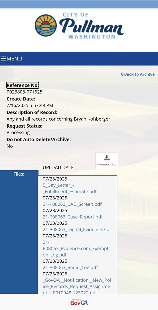 If you didn't know, the City of Pullman, Washington, has released documents related to #BryanKohberger in response to a public records request.

Link:pullmanwa.govqa.us/WEBAPP/_rs/(S(…