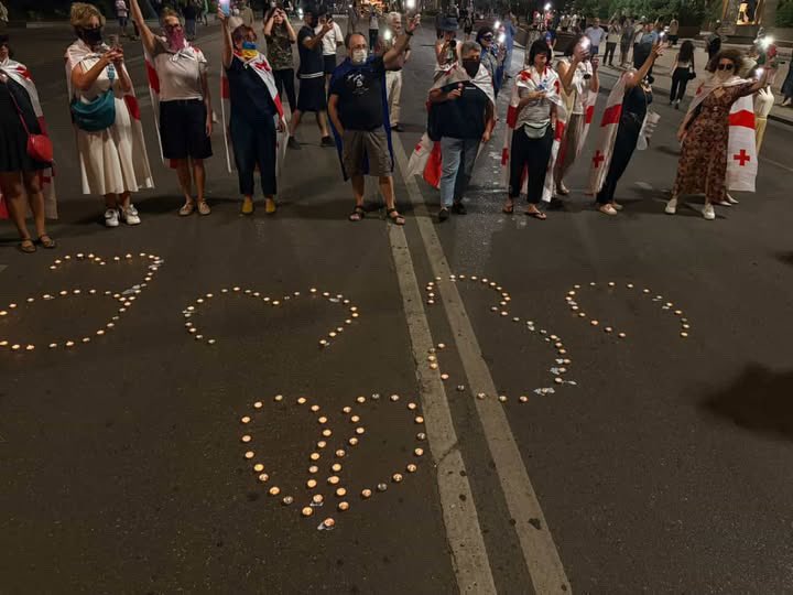 KhalibegM's tweet photo. 249th day of the unbroken protest in Georgia.

On Rustaveli Avenue, people commemorated the Shovi tragedy, which happened two years ago. https://t.co/2MgjdgWgni