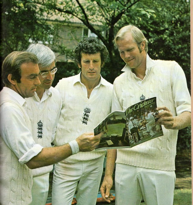 Historic Cricket Pictures (@picturesporting) on Twitter photo A posed shot for <a href="/TheCricketerMag/">The Cricketer</a> ahead of the 2nd Ashes Test at Lord's in 1975. Three of those pictured (John Edrich, David Steele and John Snow) did not play against after the 1976 home series v West Indies, while new England skipper Tony Greig only lasted until 1977 (P Eagar) A posed shot for <a href="/TheCricketerMag/">The Cricketer</a> ahead of the 2nd Ashes Test at Lord's in 1975. Three of those pictured (John Edrich, David Steele and John Snow) did not play against after the 1976 home series v West Indies, while new England skipper Tony Greig only lasted until 1977 (P Eagar)