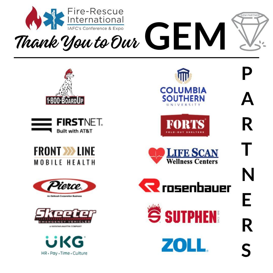 A Big Thank You to Our FRI GEM Partners 💎 Thank you for standing with us, and with the leaders who are shaping the future of our profession. Your support helps power innovation, leadership, and connection across the fire and EMS service.