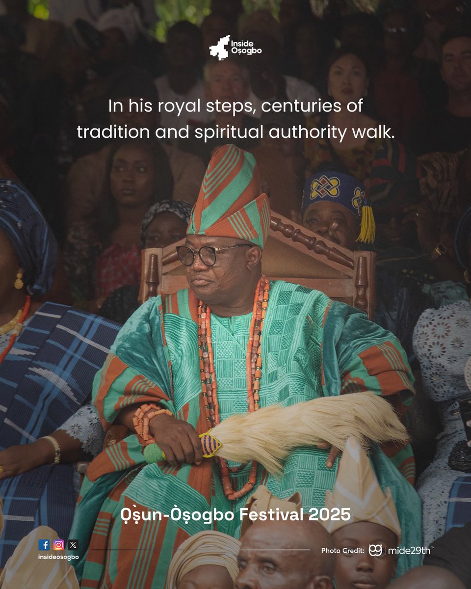 In every stride, he carries the soul of a people, the voice of tradition; and the mantle of sacred heritage. Meet the Àtáọja of Òṣogbo, HRM Ọba Jimoh Ọlánipẹ̀kun Oyètúnjí– the royal custodian of culture and Chief Host of the Ọ̀ṣun-Òṣogbo Festival 2025 — a timeless