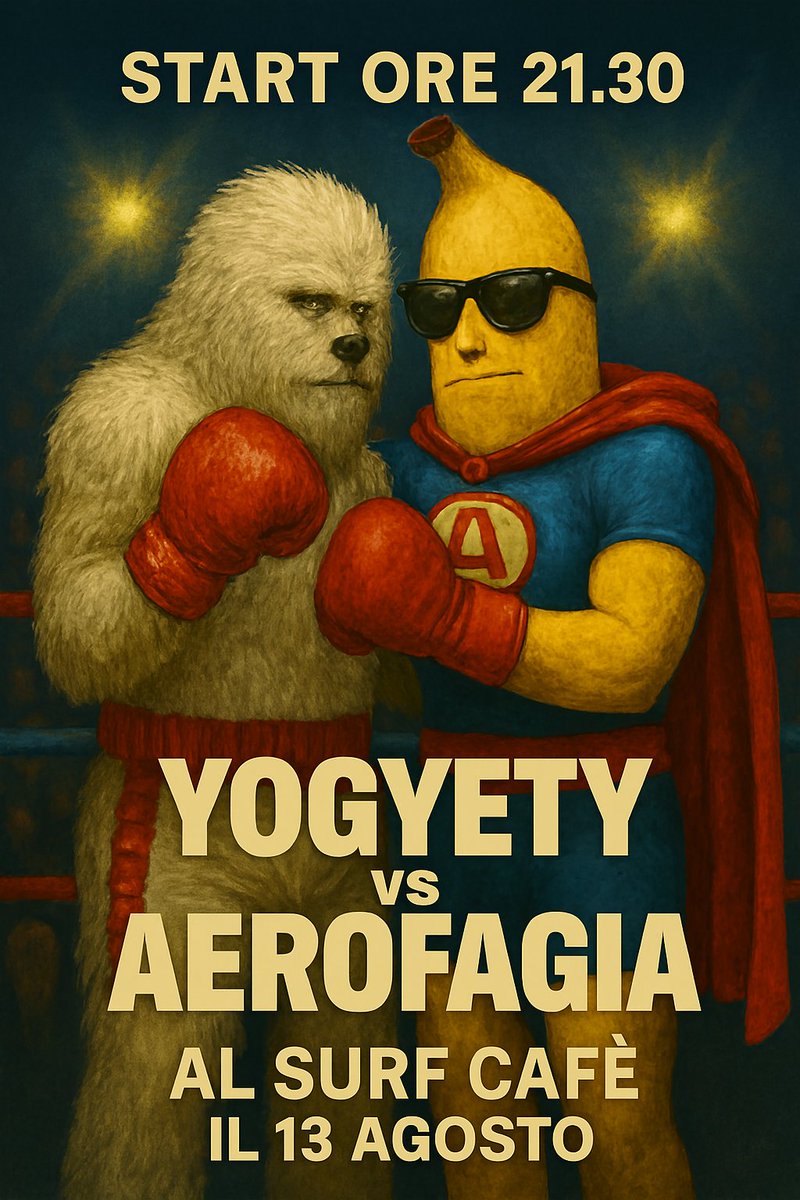 AngeloR80211019's tweet photo. Preparatevi a varcare il confine tra sacro e assurdo. Un yeti con il carisma di un profeta affronta una banana in stile punk-anarchico, in un duello che sfida le leggi della fisica e del buon senso. https://t.co/9n6Z7CWiNZ