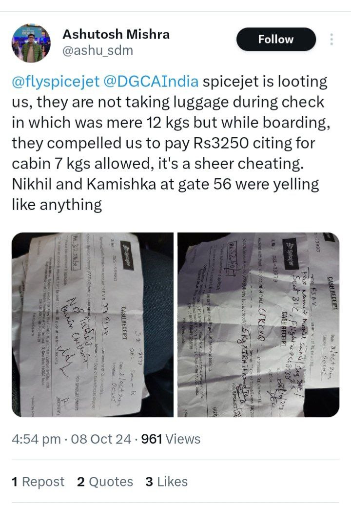 Spice Jet did this scam and misbehaviour with others too! 

Here's one such extortion case. 

x.com/ashu_sdm/statu…