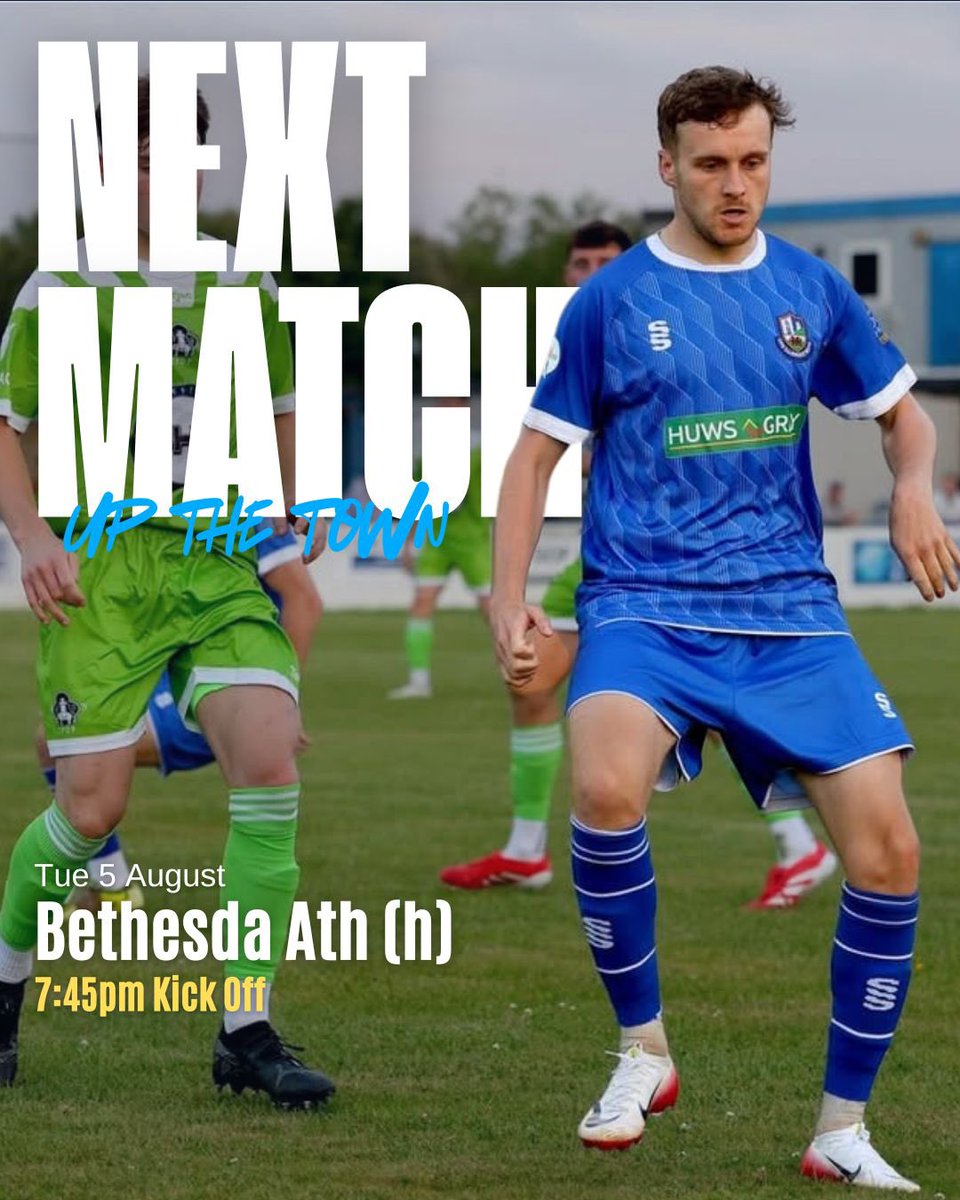 Nos Fawrth! Tuesday Night Football!

Gêm gartref nos Fawrth yma yn erbyn Bethesda Athletic.

🕢 Cic gyntaf: 7:45 y.h.
📍 Cae Bob Parry

We’re at home this Tuesday as we take on Bethesda Athletic.
🕢 Kick-off: 7:45 PM
📍 Cae Bob Parry