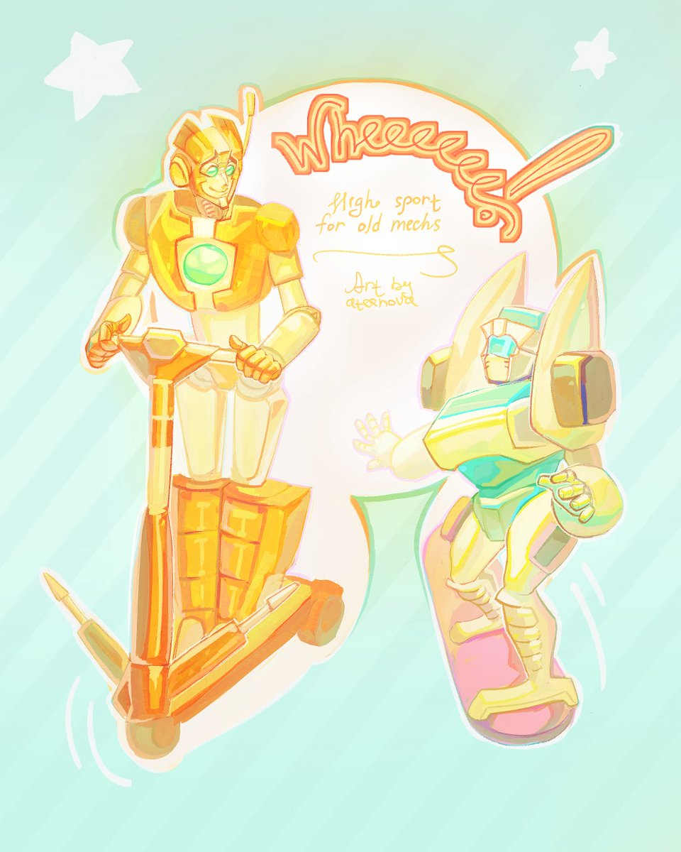 High sport for old mechs
Awwww I really like their scooters and skates it's adorable

#transformers #mtmte #rung #tailgate #maccadam
