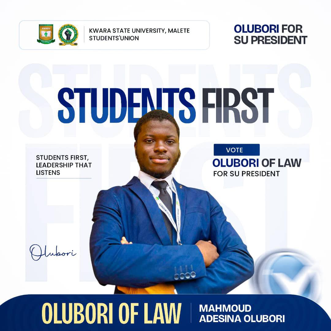 PrudenceUpdate's tweet photo. *🔥OLUBORI FOR SU PRESIDENT* 
 Dear Kwasuites, it is time we take back the union that belongs to us.
Vote *OLUBORI MAHMOUD ADESINA for SU PRESIDENT*Together, we protect OUR RIGHTS!!!
#OluboriOfLaw’25/26✅✅✅

#Olubori of law for SU president#
#StudentsFirst#
#TakeBackTheUnion https://t.co/iCK17lPXJH