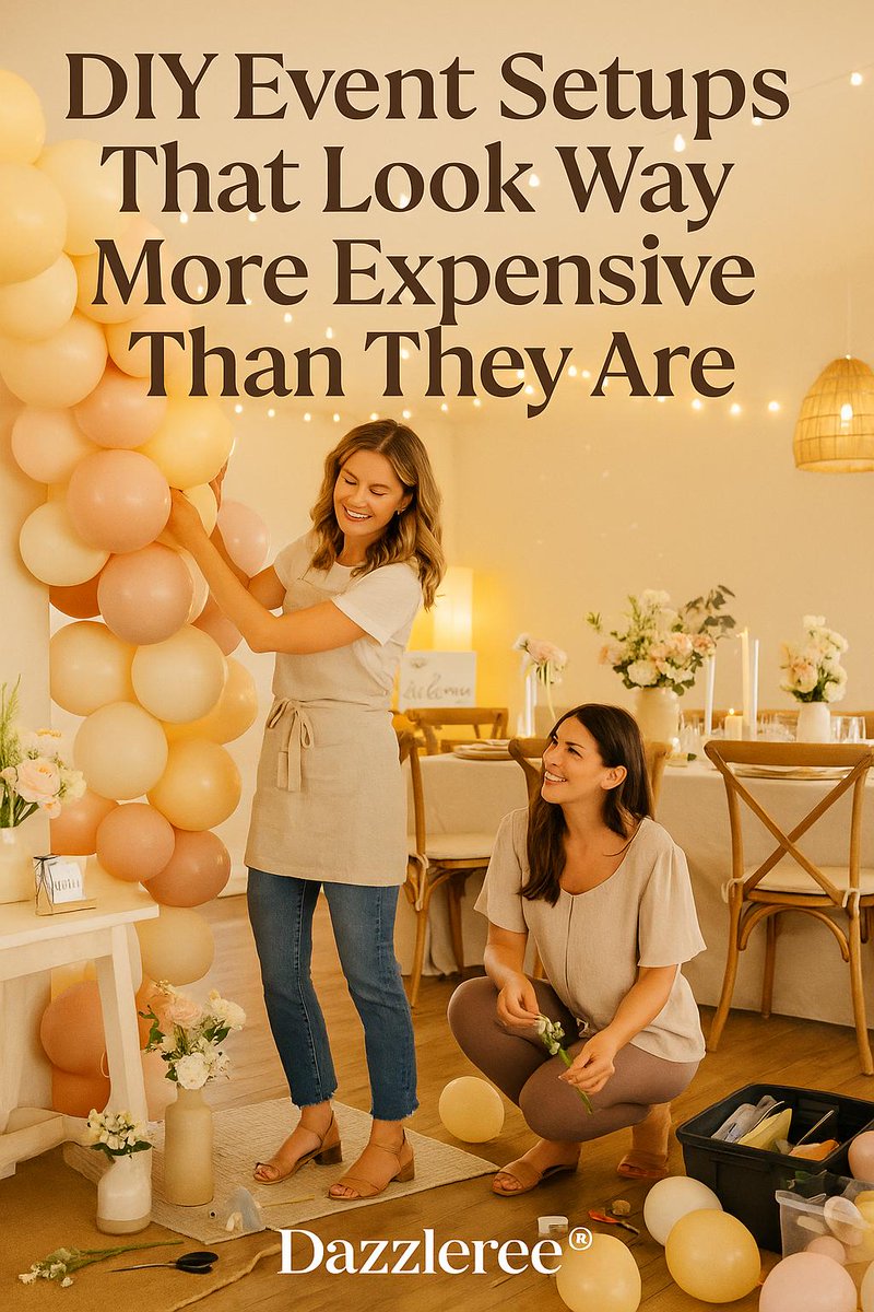 dazzleree's tweet image. Okayyy this is such a good find! 🙌 dazzleree.com/blogs/news/eve…. If you’re throwing a party or wedding on a budget, this blog has ideas that LOOK high-end but are actually super DIY-able. 
#diyeventsetup #budgetfriendlydecor #eventhacks #dazzleree