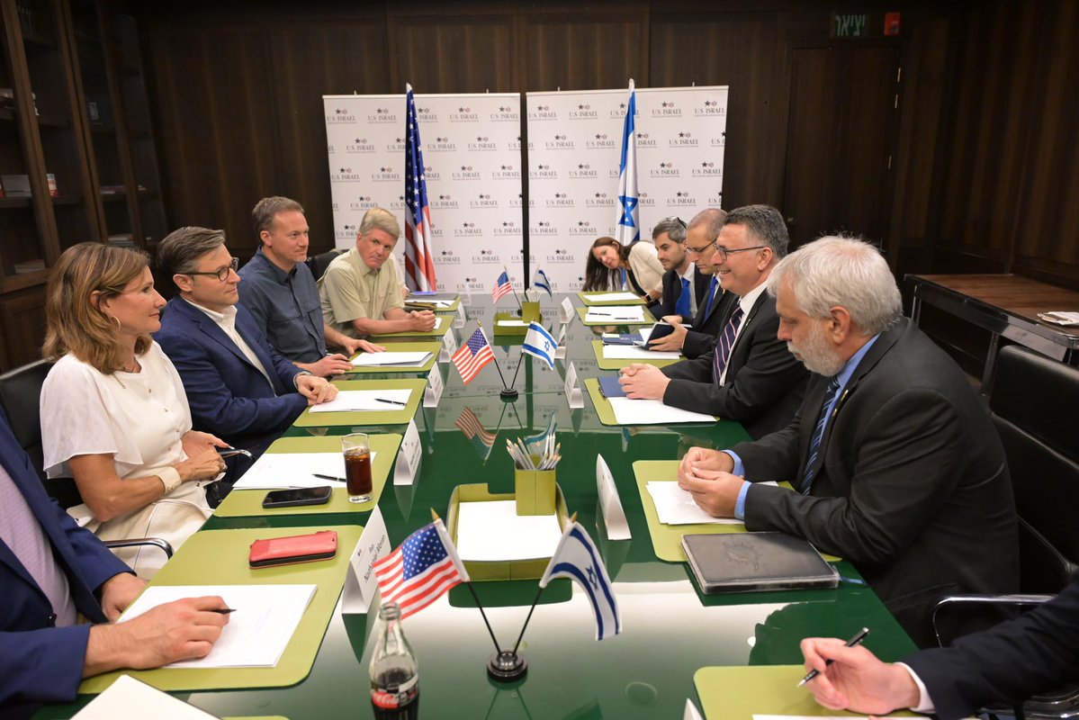 Honored to meet a congressional delegation headed by <a href="/SpeakerJohnson/">Speaker Mike Johnson</a>, a true friend of Israel, in our eternal capital Jerusalem. We discussed the alarming global wave of antisemitism, including efforts by countries like Ireland to delegitimize Israel. I also described the