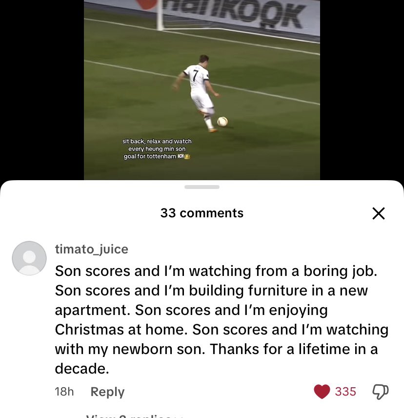 This Tik Tok comment about Heung Min Son man 🥺 #thfc #coys #mrtottenham