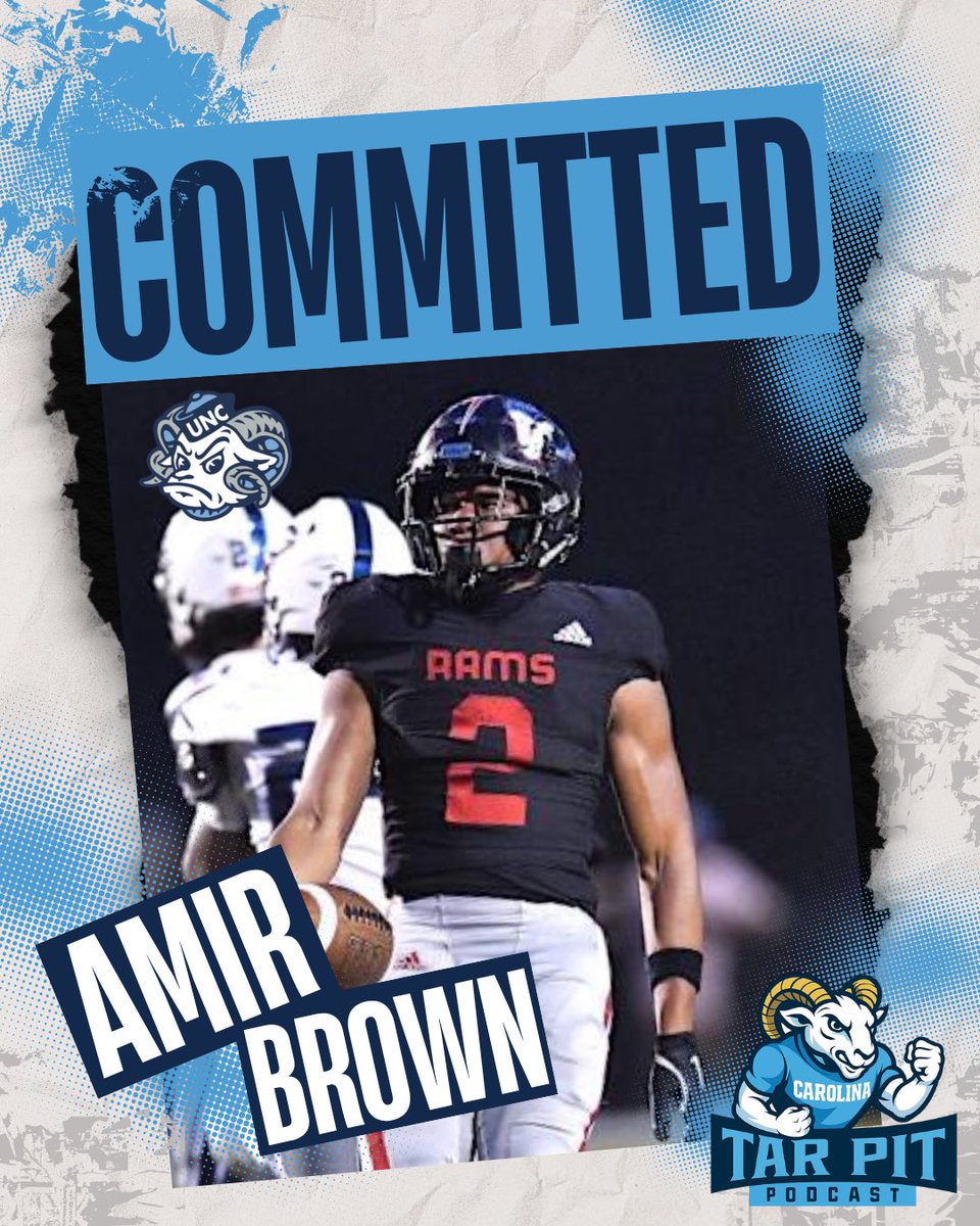 𝘽𝙍𝙀𝘼𝙆𝙄𝙉𝙂: Class of 2027 4🌟 RB Amir Brown has committed to North Carolina.

Brown chose UNC over Notre Dame, Penn State, and others.