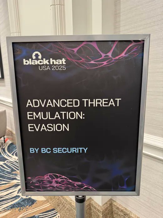 Day 1 complete and Day 2 underway at <a href="/BlackHatEvents/">Black Hat</a> 

We kicked things off strong!  There’s still time to join our Advanced Threat Emulation: Active Directory / Advanced Threat Emulation: Evasion classes tomorrow.

 blackhat.com/us-25/training… 

blackhat.com/us-25/training…