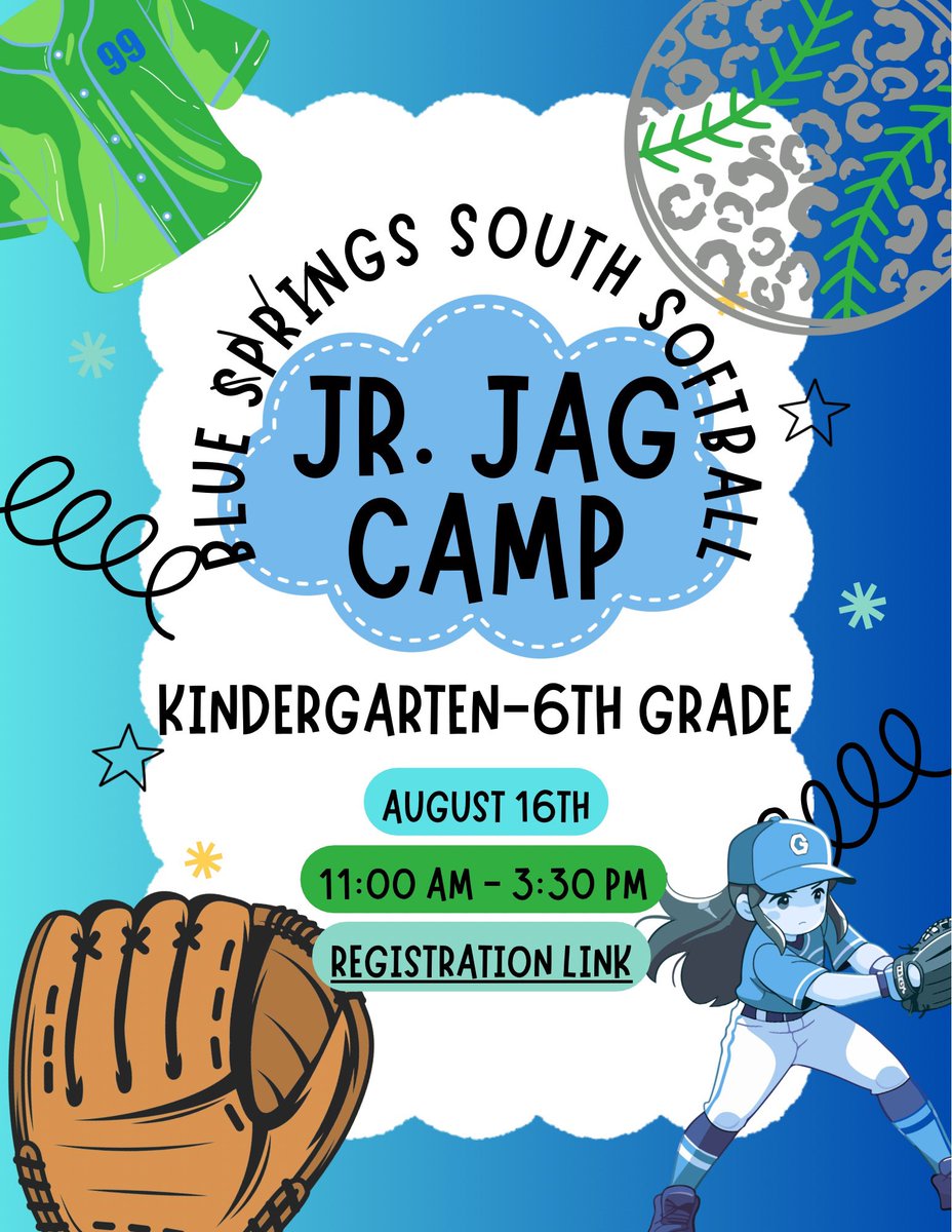 🔔 K-7 students, are you looking for something to do the weekend before school starts? 

🥎 Jr Jag Camp is coming! 

📆 Saturday, August 16

⏰ 11-3:30 pm

🖊️ Sign up now! 

🔗 app.summerathletes.com/coach/682dcc36…