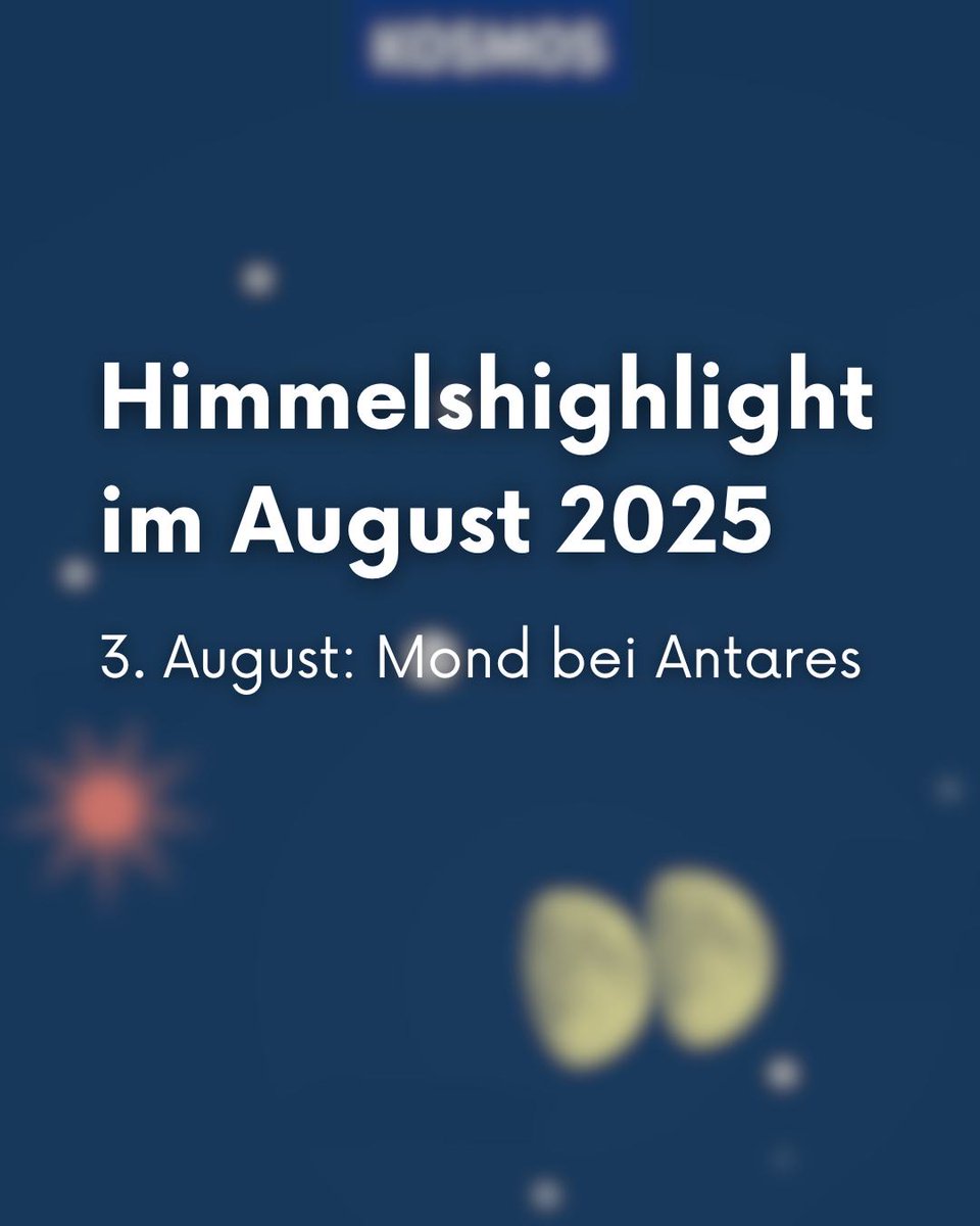 Am Abend des 3. August weist uns der zunehmende Halbmond wieder einmal den Weg zu einem Stern. In diesem Fall ist es Antares, der Hauptstern im Sternbild Skorpion. Wie ihr die beiden sehen könnt, erfahrt ihr auf shorturl.at/kPkGB #himmelsjahr
