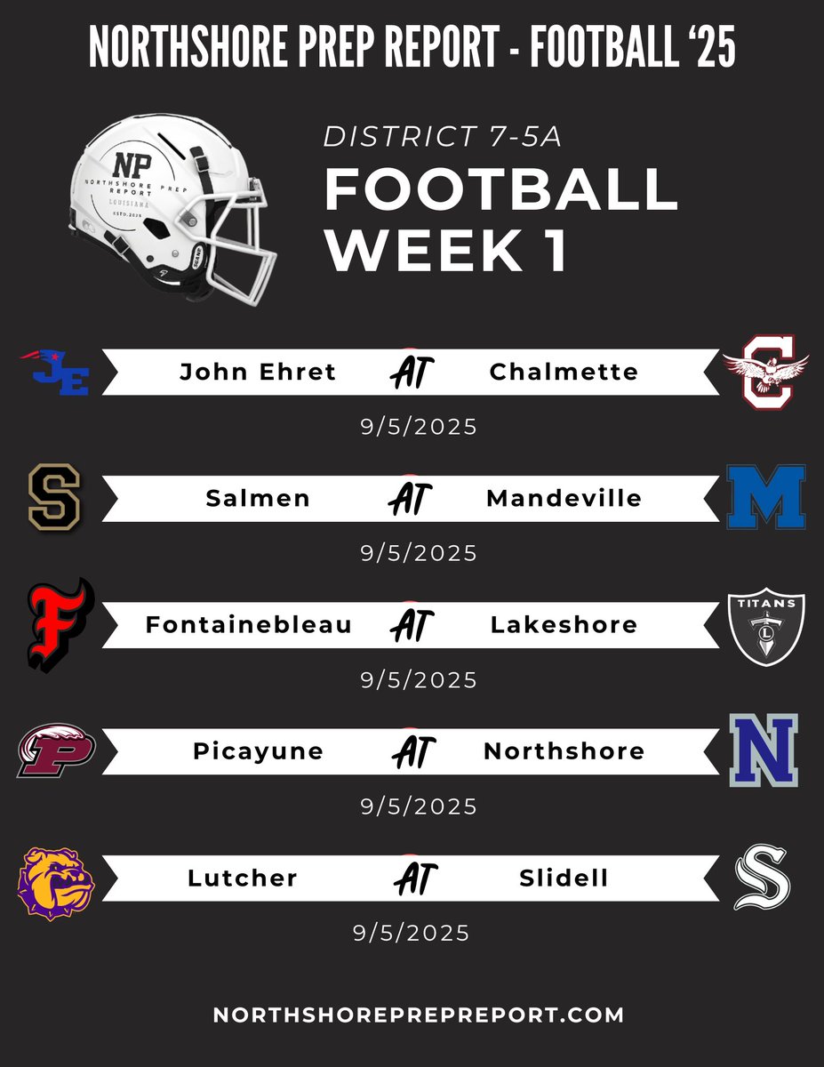 FOOTBALL 🏈🏈🏈

We are four weeks away from Week 1! 🙌

Lots of great matchups! Follow all season long for enhanced coverage on the Northshore!