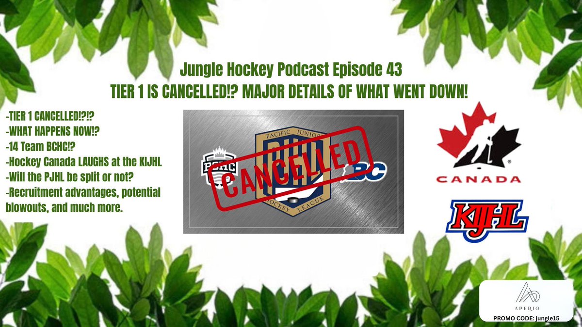 junglehockeypod's tweet image. WHAT IS HAPPENING? Somehow, the PJHL continues to shoot themselves in the foot and has CANCELLED the Tier 1/Tier 2 system A WEEK BEFORE SOME TEAMS' CAMPS START. Give it a listen for all the details!