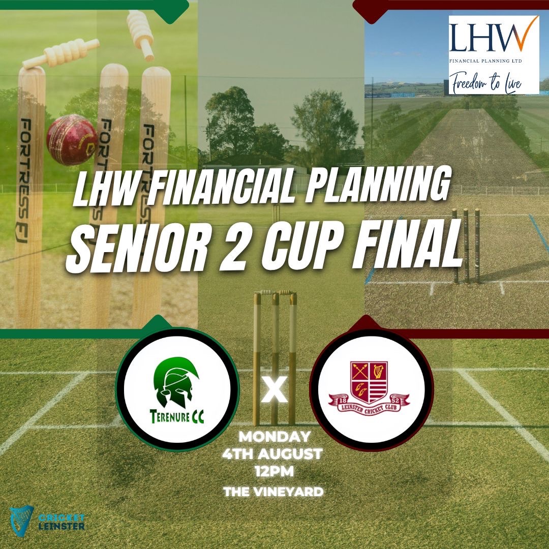 Cricket Leinster (@cricketleinster) on Twitter photo 🏆SENIOR 2 CUP FINAL🏆
🏏 Terenure vs Leinster
⏰ Monday 4th, 12.00pm
▶️ <a href="/thehillscc/">The Hills Cricket Club</a>
Thanks <a href="/LHW_FP/">LHW Financial Planning</a> 🤝 🏆SENIOR 2 CUP FINAL🏆
🏏 Terenure vs Leinster
⏰ Monday 4th, 12.00pm
▶️ <a href="/thehillscc/">The Hills Cricket Club</a>
Thanks <a href="/LHW_FP/">LHW Financial Planning</a> 🤝