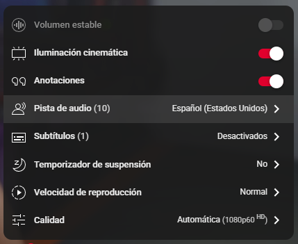 ¿Habíais visto esta opción? Sí, la de Pista de audio en Español(Estados Unidos). ¿Cuanto tiempo lleva esto activo en Youtube? Me he quedado flipando. Muchas veces me cuesta seguir los Videos de <a href="/nuttylmao/">nutty</a> por el idioma pero... Con esto es una gozada!

youtube.com/watch?v=l5DwBt…