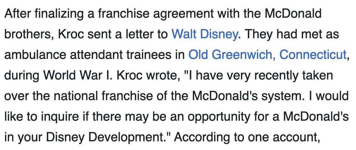 TIL: Ray Kroc and Walt Disney met as ambulance attendant trainees during WWI.