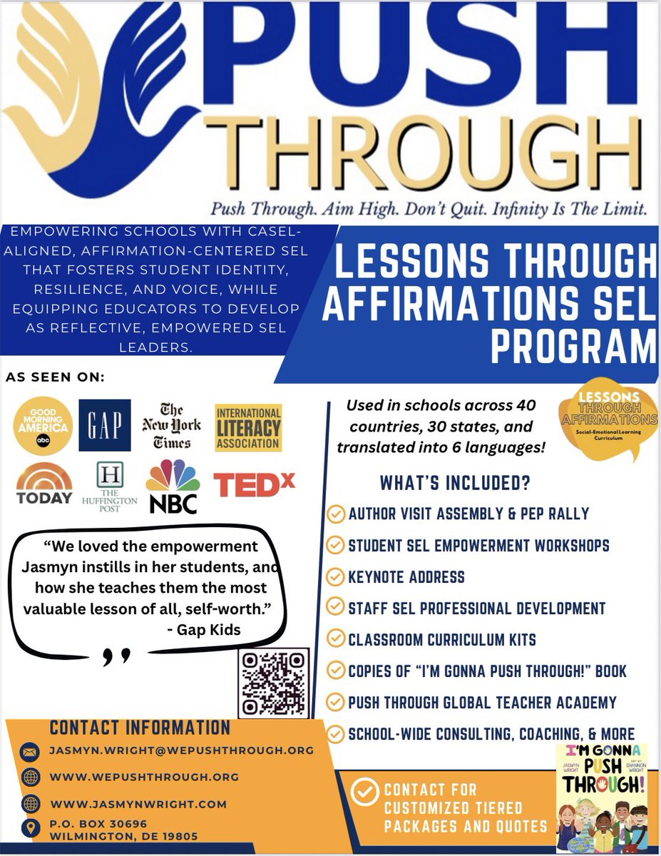 iamjasmynwright's tweet image. Gearing up for the upcoming school year! Push Through will be piloting our all-inclusive SEL/Character Development curriculum and training program in schools globally for the 2025-2026 school year. We still have room to partner with more schools. #StayTuned #PushThrough ✋🏾🤚🏼 #SEL