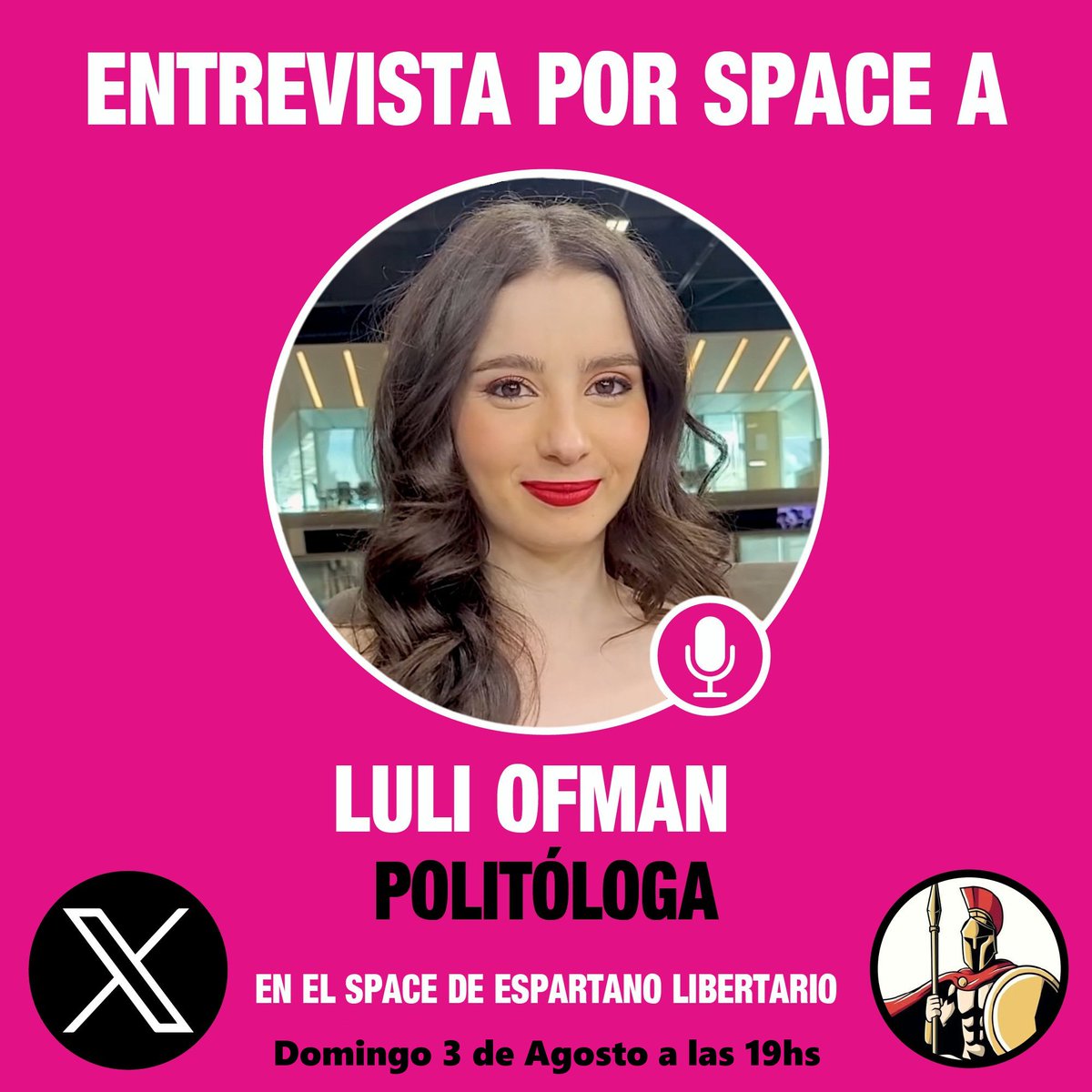 Espartano Libertario (@espartanolibert) on Twitter photo HOY a las 19hs estaremos entrevistando a Luli Ofman (<a href="/luluci99/">Luciana</a>) por Space!
Los espero! ☺️
En los comentarios dejo el link para ingresar y activar el recordatorio! 👇 HOY a las 19hs estaremos entrevistando a Luli Ofman (<a href="/luluci99/">Luciana</a>) por Space!
Los espero! ☺️
En los comentarios dejo el link para ingresar y activar el recordatorio! 👇