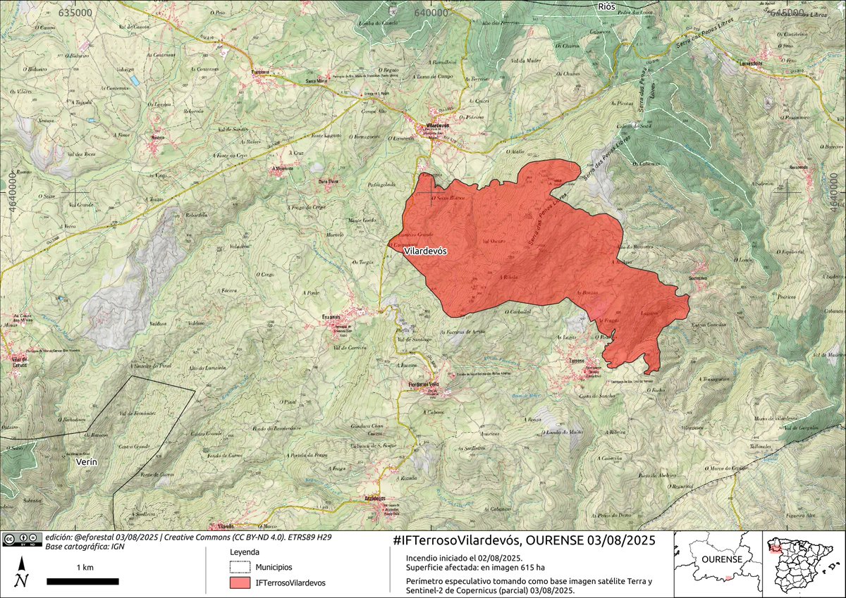 educación forestal (@eforestal) on Twitter photo 🔥#IFTerrosoVilardevos
Entre 550 y 600 hectáreas afectadas.
Perímetro especulativo tomando como base imagen satélite Terra de NASA y #Sentinel2 de 🇪🇺<a href="/CopernicusEU/">Copernicus EU</a> de hoy.
🔥16º Gran Incendio Forestal (GIF) 2025 en 🇪🇸España
🔗edu.forestry.es/p/gif2025.html… 🔥#IFTerrosoVilardevos
Entre 550 y 600 hectáreas afectadas.
Perímetro especulativo tomando como base imagen satélite Terra de NASA y #Sentinel2 de 🇪🇺<a href="/CopernicusEU/">Copernicus EU</a> de hoy.
🔥16º Gran Incendio Forestal (GIF) 2025 en 🇪🇸España
🔗edu.forestry.es/p/gif2025.html…
