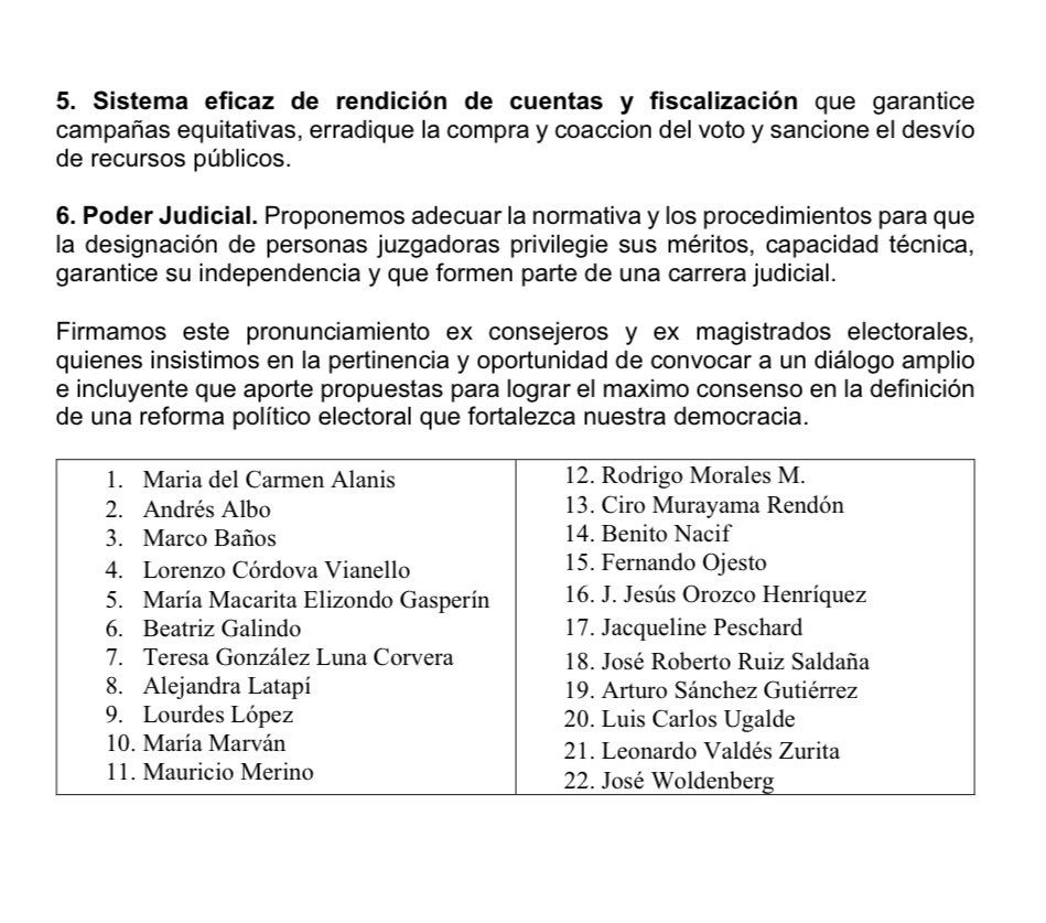 #ConsensoElectoral Como todas las reformas electorales anteriores, la que se anuncia debe ser producto de un gran consenso. Ex consejerías electorales y ex magistraturas del TEPJF se pronuncian: