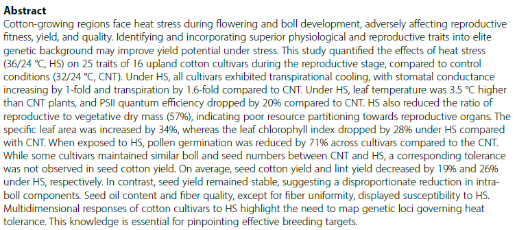 Australian Cotton Science (@auscottonsci) on Twitter photo Intensifying heat stress impacts cotton flowering and boll development efficiency
rdcu.be/ey3jG Intensifying heat stress impacts cotton flowering and boll development efficiency
rdcu.be/ey3jG