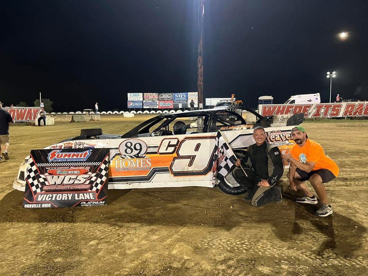 A  couple recent victory lanes for Blair Signs. Rayce Jacobs jumped back  into his old ride subbing for his grandpa Kenny and picked up the 270  win at Deerfield. Brandon Morrow has the Andy Coblentz c9 sorted out and parked  it in victory lane at Wayne County.