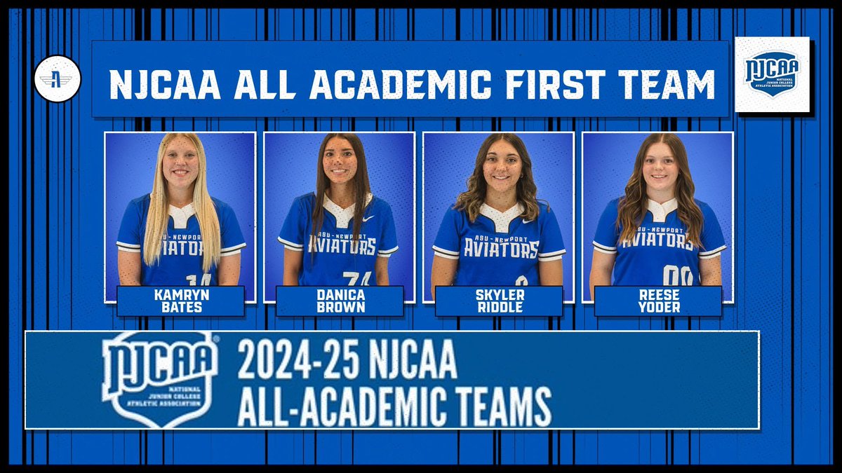 ASUNewportSB's tweet image. 🎓💪 ACADEMIC ALL-AMERICANS! 

9 of our Aviator Softball student-athletes earned NJCAA All-Academic honors!

🏆 1st Team (4.0): Bates, Brown, Riddle, Yoder
🥈 2nd Team (3.80–3.99): Ahrens, Armstrong, Clark, Nation
🥉 3rd Team (3.60–3.79): McGill

#WeFlyHigh #AviatorPride ✈️💙