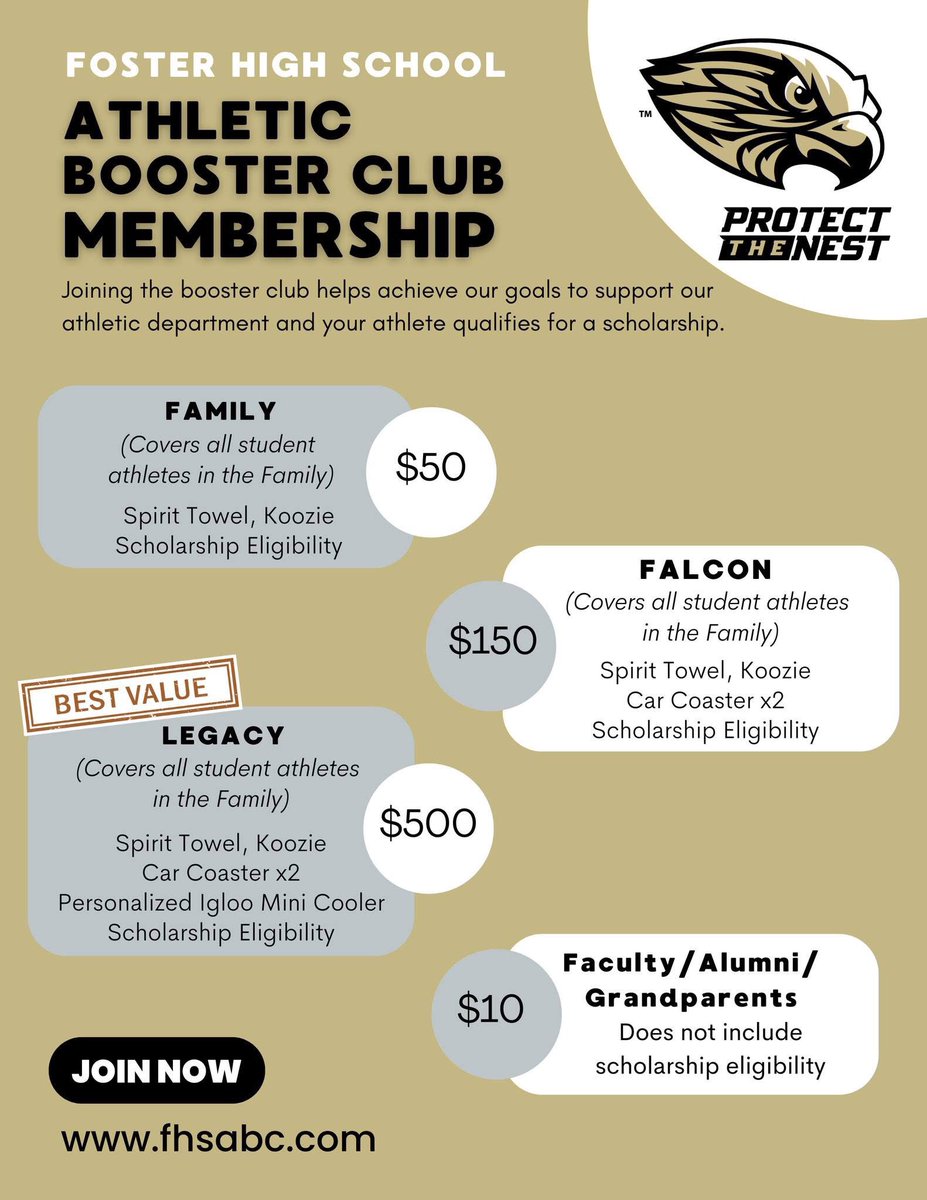 Foster Mens Soccer (@fostersoccermen) on Twitter photo Your Foster athletes need your support. Whether your kid plays or you want to better the community, joining the booster club is the first step.<a href="/FHSABC_TX/">FHSABC</a> <a href="/FosterHSNews/">Foster High School</a> <a href="/AthleticsFoster/">Foster Athletics</a> Your Foster athletes need your support. Whether your kid plays or you want to better the community, joining the booster club is the first step.<a href="/FHSABC_TX/">FHSABC</a> <a href="/FosterHSNews/">Foster High School</a> <a href="/AthleticsFoster/">Foster Athletics</a>