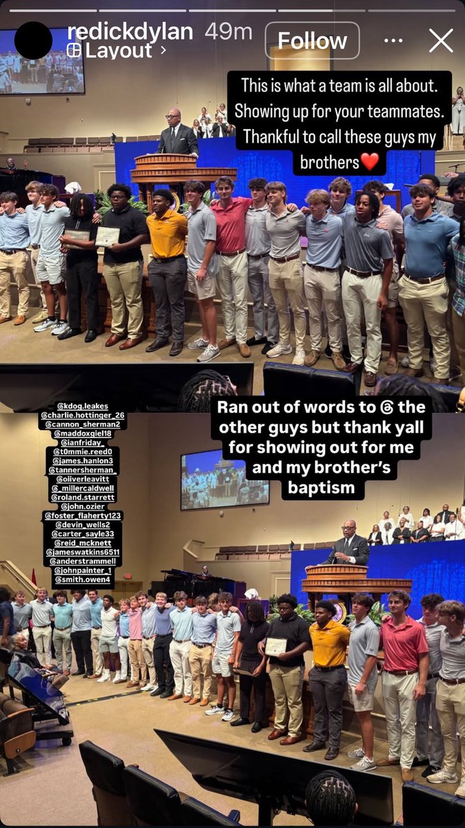 dana_giel's tweet photo. This is what team &amp; friendship is about. When your football brother/brother in Christ sends a text to his team to let them know he’s getting baptized, they show up. Proud of @MaddoxGiel &amp; all these guys! Feeling good about the season, but already know they’re winners! @OwlBuzz https://t.co/UX3DqBf3Ie