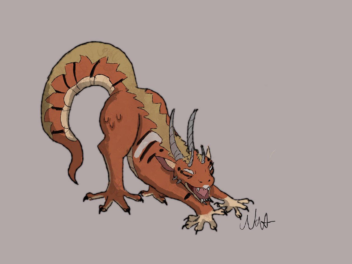 NatDrawz's tweet image. #smaugust2025 #Subjectively  
Day 3! Medow! Inspired by Geckos and cats and stuff 
#smaugust #dragons