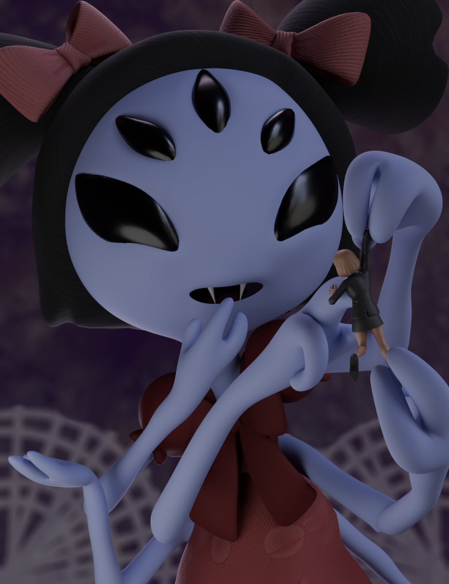 Ahuhuhu... What good can you do with only 4 limbs? You might be better used as an ingredient.
Muffet found tiny human!! testing this,i think i skeletoned the wrists wrong #giantess #sizetwitter