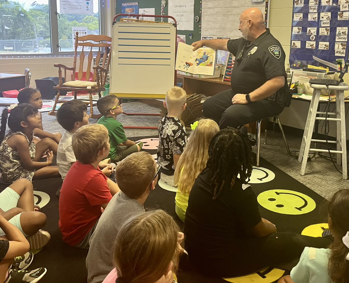 mlchenot's tweet image. What a great first week of school! Officer Rob coming to read to us, STEM project, counting objects and the start of vertical boards!
