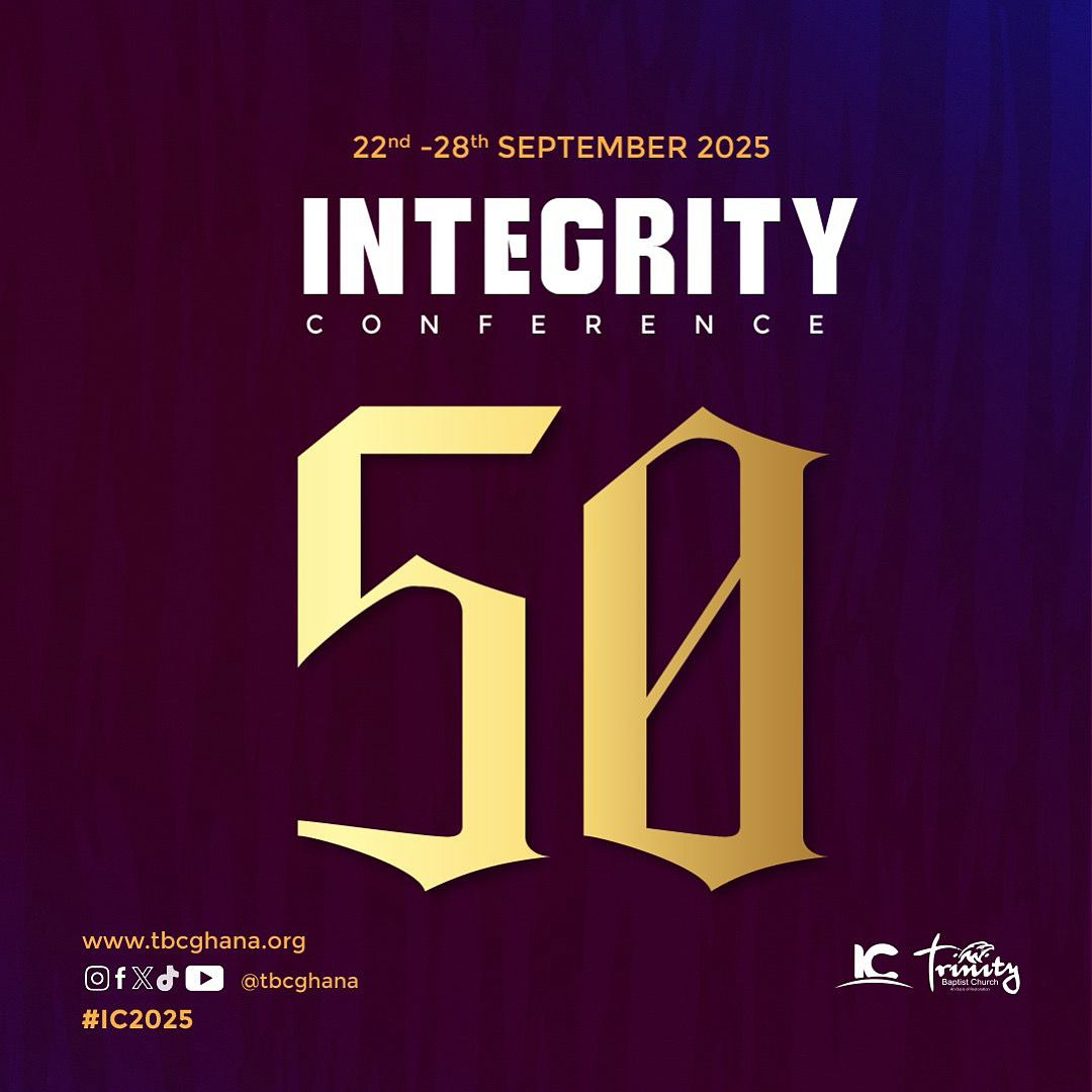 TBC_Ghana's tweet photo. ⏳ 50 days to go!
Get ready for 7 nights of power, purpose & presence at #IntegrityConference2025
📍TBC Oasis House, East Legon
🗓️ Sept 22–28 | 🕕 6PM nightly
Heaven will kiss earth. Destinies will align.
🔥 Come hungry for more.
#TBCOasisHouse #EastLegonRevival https://t.co/W6TcZzTVXS
