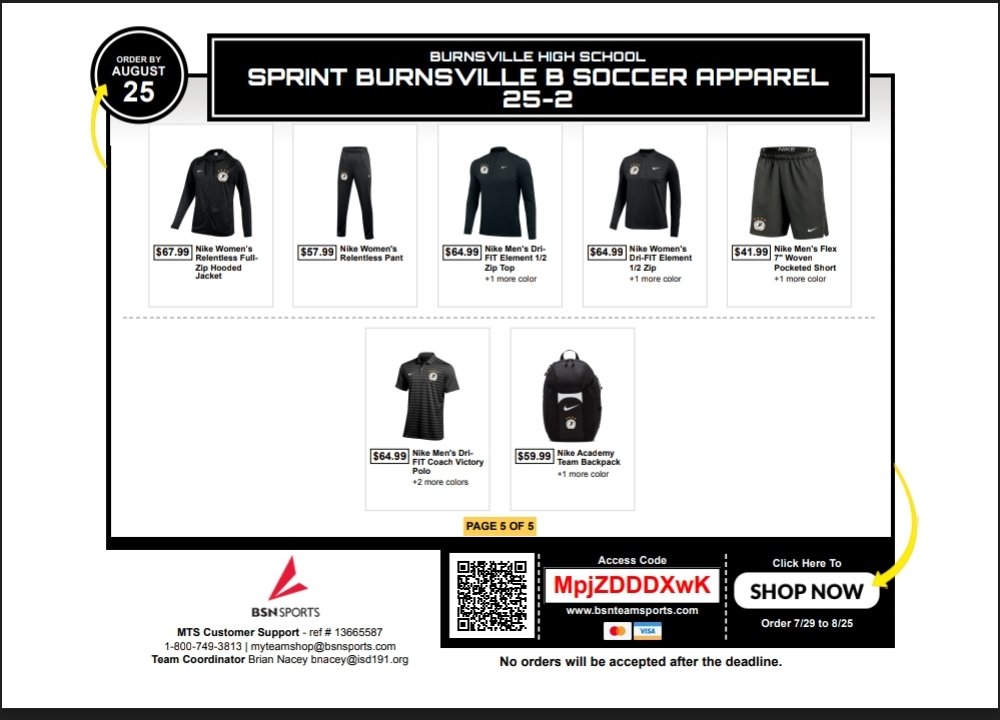Program Apparel Store is OPEN! Get your gear now!
bsnteamsports.com/shop/MpjZDDDXwK