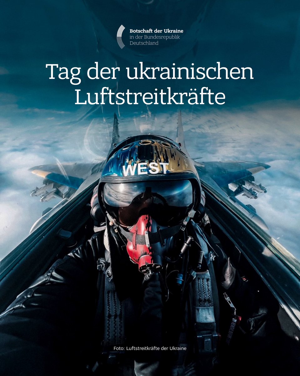 Heute danken wir den Verteidigern unseres Himmels – den ukrainischen Luftstreitkräften.

Mutig und präzis wehren sie Raketen ab und schützen unsere Städte aus der Luft.

Jede Mission ist ein Versprechen: Der Himmel über der Ukraine bleibt frei 🙏🇺🇦